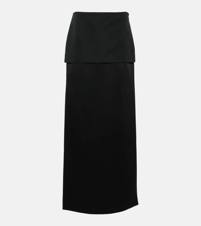 Khaite Saxon Crepe Satin Maxi Skirt In Black