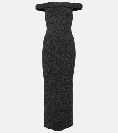 Totême Off-the-shoulder Knit Midi Dress In Black