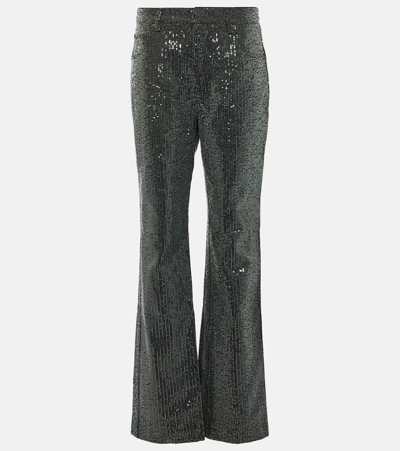 Rotate Birger Christensen High-waisted Sequin-embellished Jeans In Black