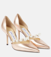 JIMMY CHOO AURELIE 85 METALLIC LEATHER PUMPS