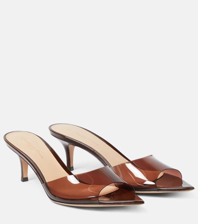 Gianvito Rossi Womens Brown Elle Leather And Pvc Heeled Mules