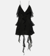 Khaite Piet Cascading-ruffle Sleeveless Tunic Top In Black