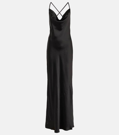 Norma Kamali Satin Slip Dress In Black