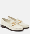 Ferragamo Maryan Patent Gancini Bit Loafers In White