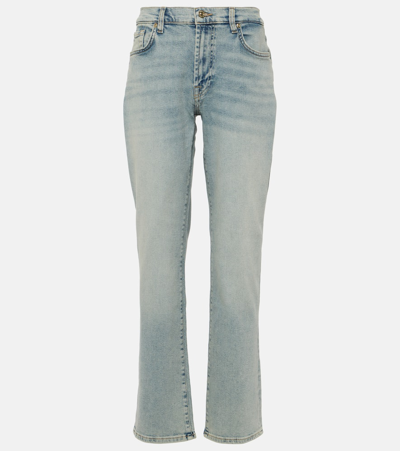 7 For All Mankind Ellie Mid-rise Straight Jeans In Blue