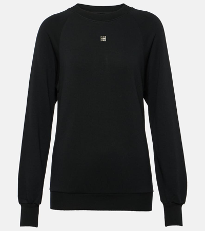 Givenchy Logo Cotton Fleece Sweatshirt In Black