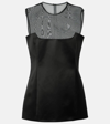 Khaite Sasmo Sleeveless Crepe And Mesh Top In Black