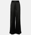 Khaite Cessie Pleated Woven Wide-leg Pants In Black