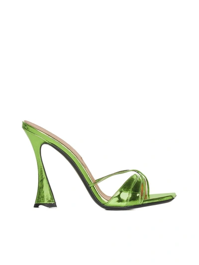 D’accori D'accori Woman Sandals Acid Green Size 7 Leather In Chameleon Green