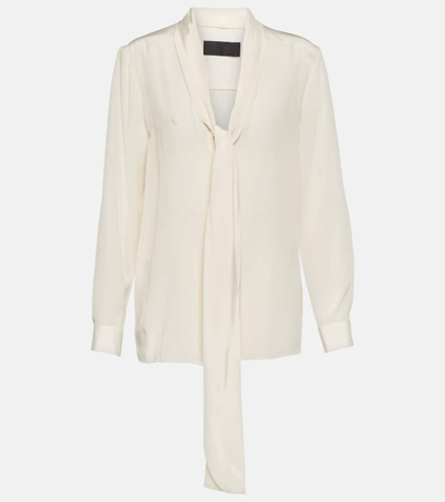 Nili Lotan Angelique Silk Tie-neck Blouse In White