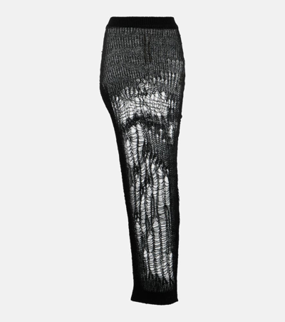 Rick Owens Spider Ziggy Crochet Mohair-blend Skirt In Black