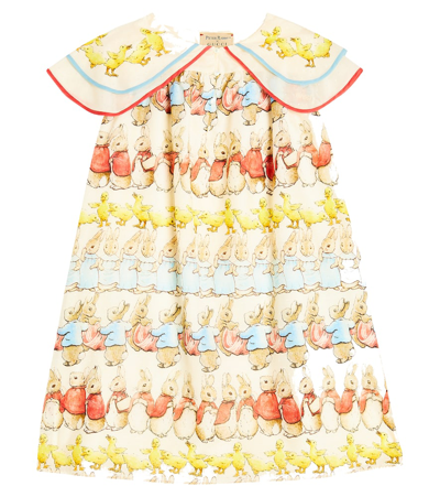 Gucci Kids' X Peter Rabbit Cotton And Silk Dress In Multicoloured