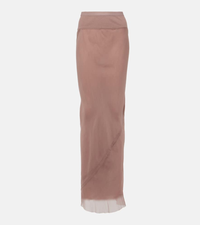 Rick Owens Silk Maxi Skirt In Pink