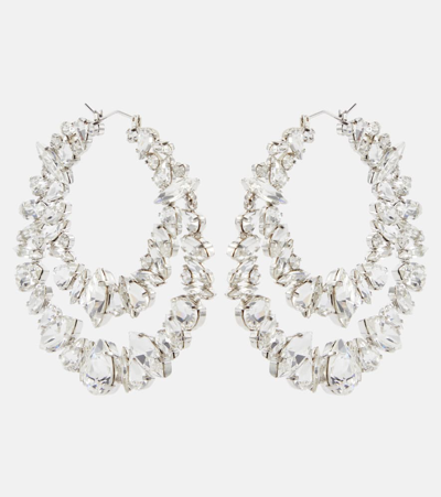 Saint Laurent Crystal-embellished Hoop Earrings In Silver