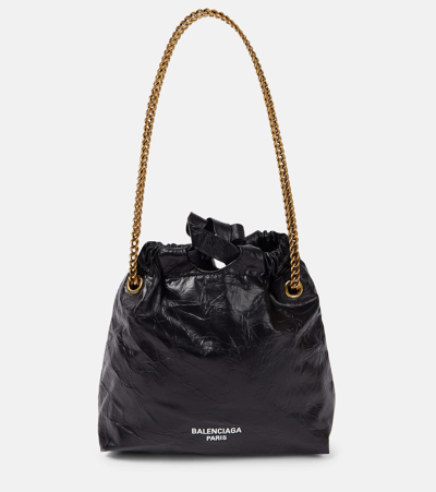 Balenciaga Crush Mini Leather Tote Bag In Black