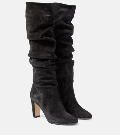 Manolo Blahnik Calassohi 90 Suede Mid-calf Boots In Black