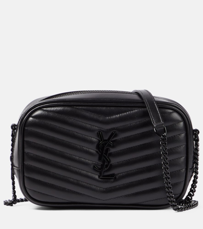 Saint Laurent Lou Mini Leather Shoulder Bag In Black  