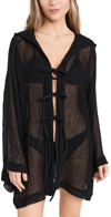 Lisa Marie Fernandez Beach Cape Mini Swim Cover Up Black Sorrento Gauze 2 In Black Sorrento Gauze