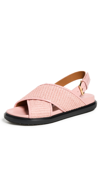 MARNI FUSSBETT CRISSCROSS SANDALS LIGHT PINK/LIGHT PINK