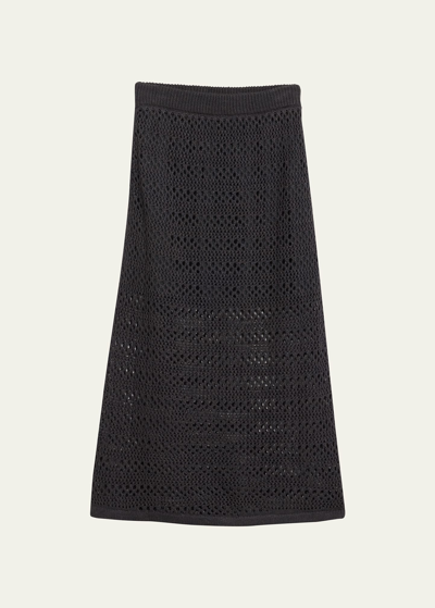 Brunello Cucinelli Crochet Maxi Skirt In C2615 Dark Grey