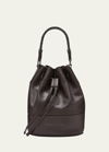 Brunello Cucinelli Monili Braided Leather Bucket Bag In Dark Brown