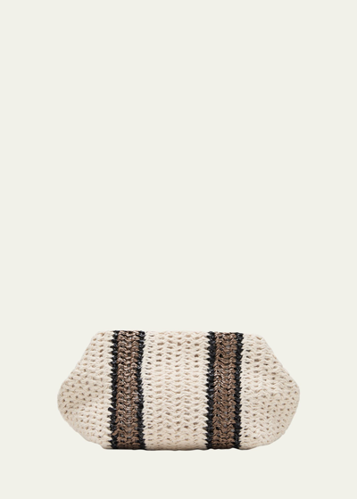 Brunello Cucinelli Striped Crochet Clutch Bag In White