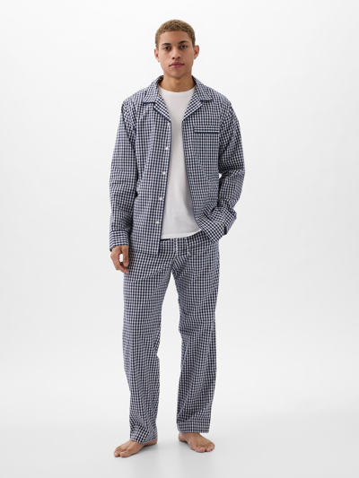 Gap Adult Poplin Pajama Set In Navy Gingham