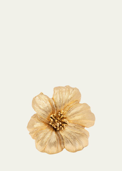 Oscar De La Renta Poppy Flower Ring In Gold