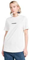 Jil Sander White T-shirt With Contrasting Logo Print In Porcelain