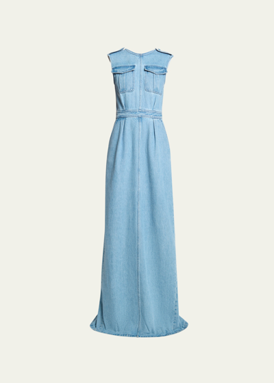 Dries Van Noten Dresda Denim Backless Dress In Light Blue