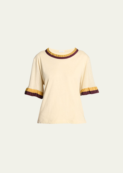 Dries Van Noten Harly Tape Tow-tone Trim T-shirt In Cream