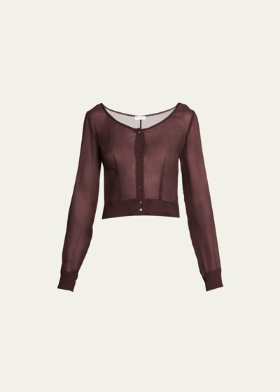 Dries Van Noten Charmy Button Down Sheer Shirt In 359 Bordeaux