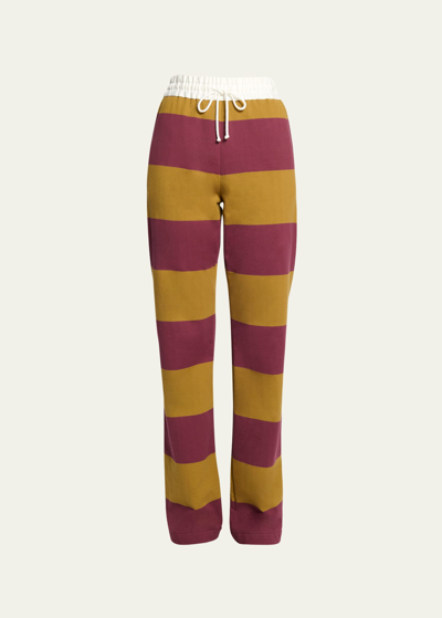 Dries Van Noten Pichas Striped Drawstring Trousers In Mustard 203
