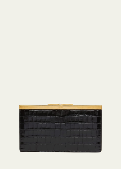 Tom Ford The Lux Shiny Croc Embossed Leather Bag In Black