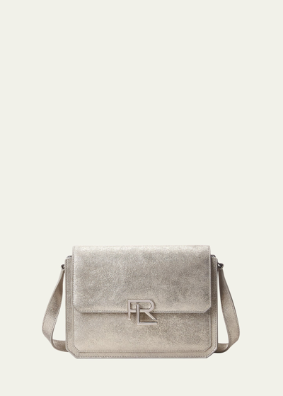 Ralph Lauren Rl 888 Metallic Leather Crossbody Bag In Silver