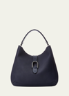 Polo Ralph Lauren Wellington Leather Hobo Bag In Ink