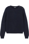 A.P.C. JOELLE BUTTON-DETAILED RIBBED WOOL-BLEND SWEATER