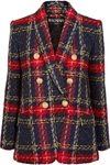 BALMAIN TARTAN TWEED BLAZER