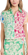 Farm Rio Cropped Frayed Floral-print Cotton-voile Shirt In Tropical Chita