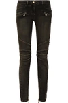 BALMAIN DISTRESSED MID-RISE SKINNY JEANS