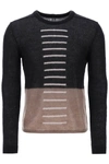 Rick Owens Colour-block Crew-neck Sweater In Mohair In Black, Brown
