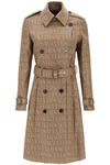 Versace Double-breasted Canvas-jacquard Trench Coat In Beige