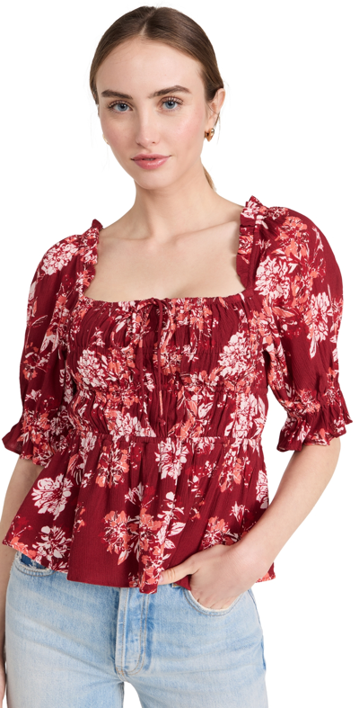 Playa Lucila Square Neck Top Red L