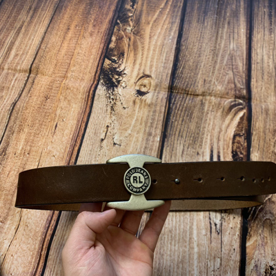 Pre-owned Polo Ralph Lauren X Vintage Leather Belts Ralph Laurent Japan Style Big Logo In Brown