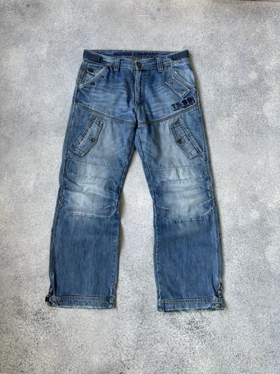 Pre-owned Archival Clothing X Vintage Japanese Archival Y2k 90's Cargo Multipocket Jeans In Blue