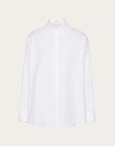 Valentino Cotton Poplin Shirt With Toile Iconographe Pattern In ホワイト