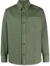 Apc A.p.c. Basile Brodée Poitrine Overshirt In Green