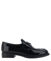 Prada Leather Triangle Logo Loafers In Black