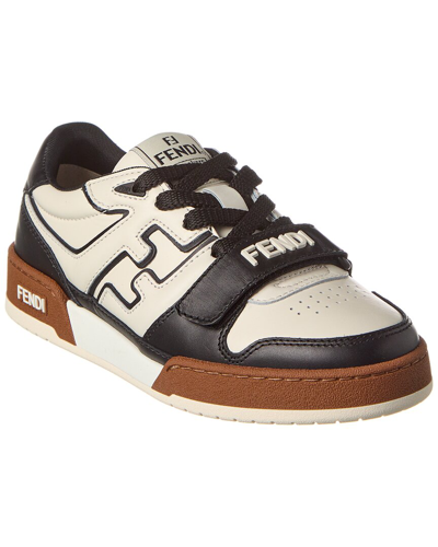 Fendi Black And White Match Low Top Leather Sneakers