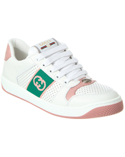 Gucci Screener Low-top Sneakers In White,pink